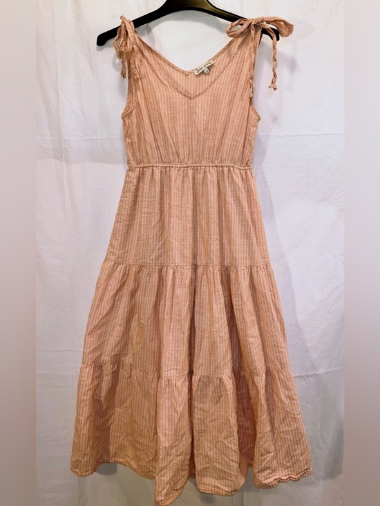 Moon River Dresses & Skirts - Moon River Peach-Striped Tiered Tie-Shoulder Sundress